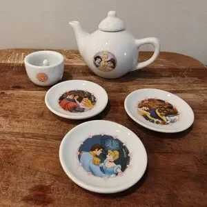 Disney | Other | Disney Princess White Tea Set With Colorful Characters ...